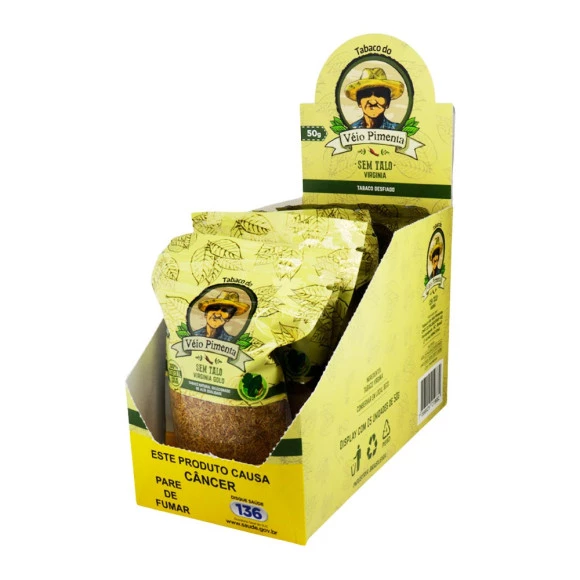 Caixa de Véio Pimenta Virginia Gold 50g de lado tabacaria da mata