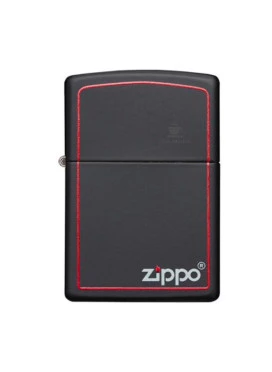 Isqueiro Zippo 828 Preto com borda Vermelha e logo