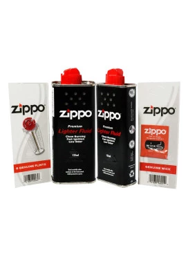 Kit 2 Fluido + Pedra + Pavio Para Isqueiro Zippo Original