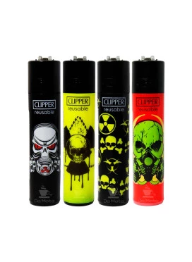 Kit com 4 Isqueiros Clipper Toxic Skull Edição para colecionador