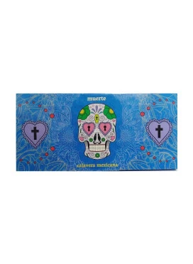 Seda Snail Calavera Mexicana Azul King Size c/ Piteira