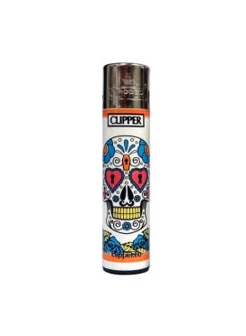 Isqueiro Clipper - Caveira Mexicana - Laranja