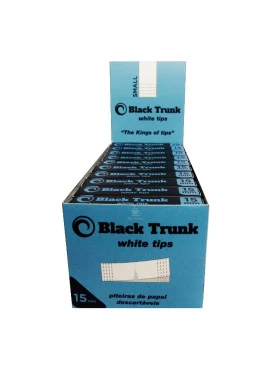 Caixa de Piteira de Papel Black Trunk White Tips 15mm