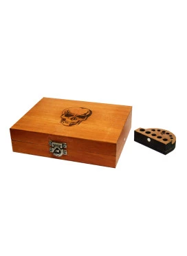 Box Glass Wood Burning Caveira com suporte para piteiras