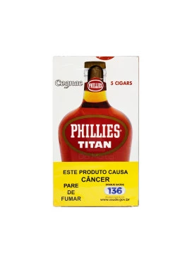 Caixa de Charuto Titan Phillies Cognac 5 un.