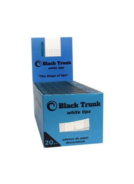 Caixa de Piteira de Papel Black Trunk White Tips 20mm