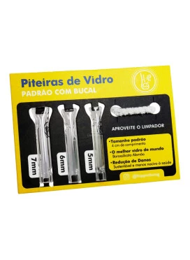  Cartela c/3 Piteiras de Vidro Padrão da Hippie Bong