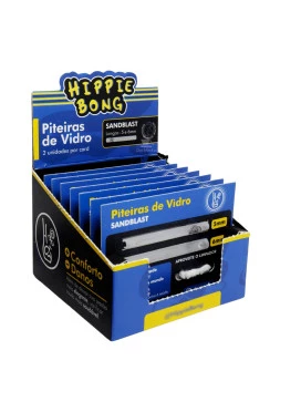  Caixa de Cartela c/2 Piteiras de Vidro Sanblast Hippie Bong