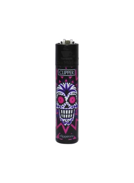 Isqueiro Clipper Colorful Skulls Pink