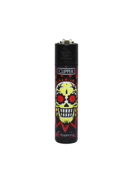 Isqueiro Clipper Colorful Skulls Red