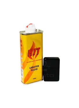 Kit Fluido HIT + Isqueiro cromado Preto