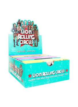 Caixa de Seda Lion Rolling Circus Brasil Edition King Size c/ Piteira
