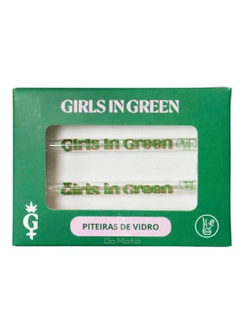 Kit Piteira de Vidro Girls in Green x Hippie Bong 5mm