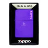 Isqueiro Zippo Navy Matte Roxo de frente na caixinha tabacaria da mata