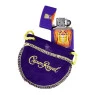 Isqueiro Zippo Crown Royal Lighter Gift Set 49661 de frente aberto com a bolsa tabacaria da mata