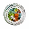Cinzeiro de Vidro Redondo To Na Bê laranja e azul